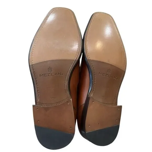 New Mezlan 2135 Cognac Men\'s Leather Slip-on Loafers Dress Shoes 9  9M Mezlan Lizard Dress Shoes Cognac Penny Loafers Mayor main image 4